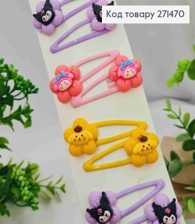 Набір заколок Тік-так (20шт), КВІТИ з Тваринками, Яскраві кольори, заколка 5см, тваринки 2,5см 271470 фото