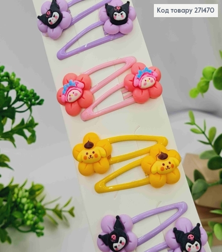 Набір заколок Тік-так (20шт), КВІТИ з Тваринками, Яскраві кольори, заколка 5см, тваринки 2,5см 271470 фото 1