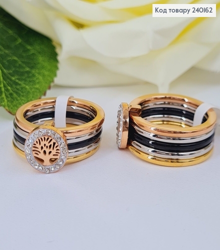 Кольцо "5 желаний" Дерево в камнях Stainless Still 240162 фото 1