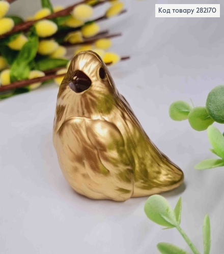 Фигурка "ВОРОБЕЙ", (пластик), ЗОЛОТОГО цвета, 5*5,5см 282170 фото 1