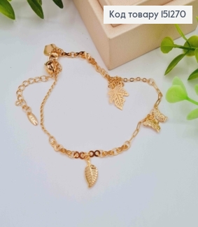 Браслет на ногу з Листочок-Метелик-Листочок, довжина 24+5см, Xuping 18К 151270 фото