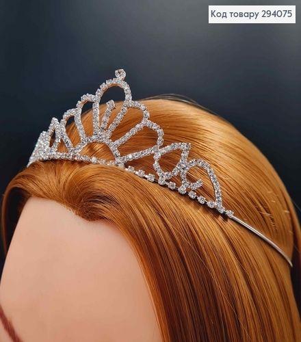 Тиара под серебро, с мелкими белыми камешками. 294075 фото 2