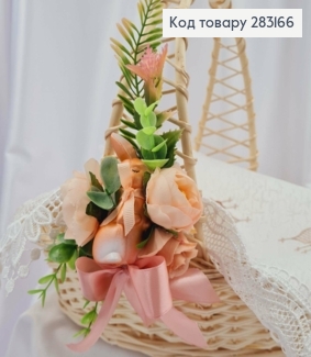 Повязка для корзины ЗАЙЧИК розово-персиковые цвета, размер 20*12см, ручная работа, Украина 283166 фото
