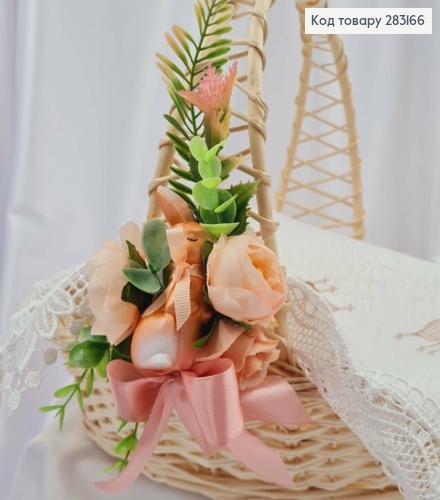 Повязка для корзины ЗАЙЧИК розово-персиковые цвета, размер 20*12см, ручная работа, Украина 283166 фото 1