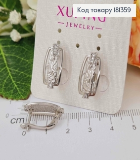 Сережки родовані, пластинки, фактурні з камінцем, 1,8см, англ. заст. Xuping  181359 фото