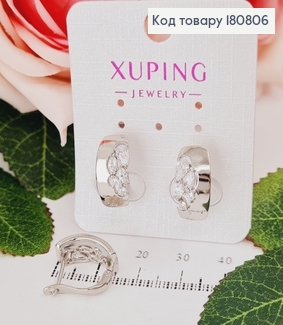 Сережки родированые "Сдержаность" с камнями(англ.застежка), 1,5*0,6см, Xuping 180806 фото