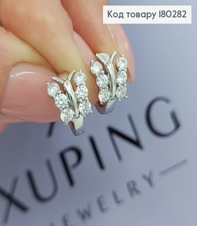 Сережки метелик з камінцями срібні Xuping 18К 180282 фото