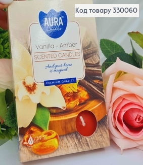 Арома свеча таблетка BISPOL Vanilla amber" 6 шт/4 часов, 15-355 330060 фото