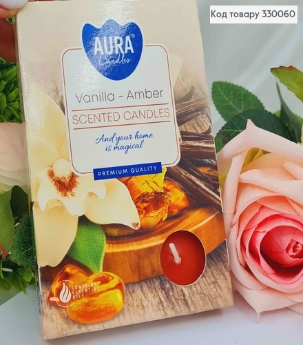 Арома свеча таблетка BISPOL Vanilla amber" 6 шт/4 часов, 15-355 330060 фото 1