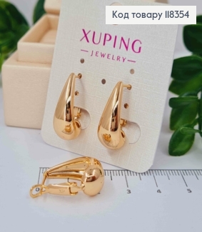 Серьги овальные "Капелька", длина 2,1см, итальянская застежка, XUPING 18K 118354 фото