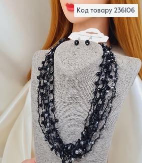 Набор Колье и серьги уво стиклярусу черный 236106 фото