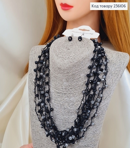 Набор Колье и серьги уво стиклярусу черный 236106 фото 1