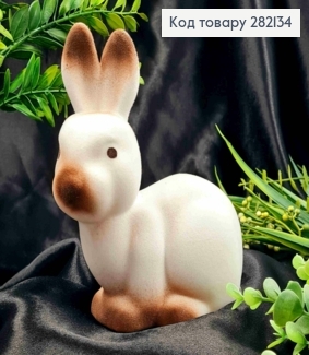 Пасхальна фігурка ЗАЄЦЬ, оксамит, БІЛОГО кольору, 15,5*11,5см 282134 фото