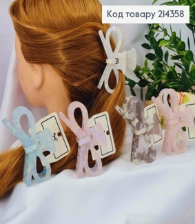 Краб пластик (акрил) "Бантик", 8см, Перламутрові кольори в асортименті 214358 фото