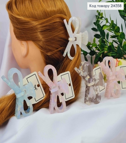 Краб пластик (акрил) "Бантик", 8см, Перламутровые цвета в ассортименте. 214358 фото 1