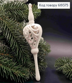 Фигурка бархат "Кристалл с кружевом", БЕЛЫЙ с блеском, 17см, новогоднее украшение, пластик. 619375 фото