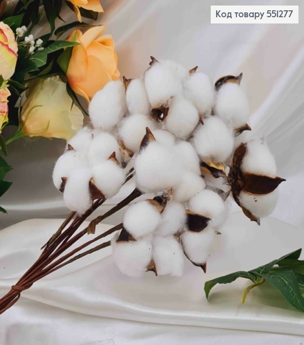 Ветка хлопка Белая 10 шт/уп 20см 551277 фото 1