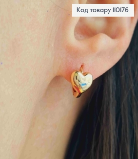 Сережки кільця "Серце" (0,7см), діаметр 1,1см, Xuping 18K 110176 фото