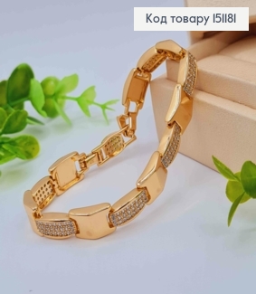 Браслет "Иллюзия" украшен Блестящими камешками, ширина 1см, длина 17+2см, Xuping 18K 151181 фото