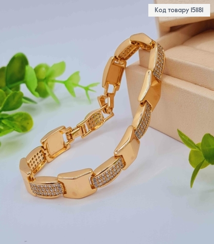 Браслет "Иллюзия" украшен Блестящими камешками, ширина 1см, длина 17+2см, Xuping 18K 151181 фото 1