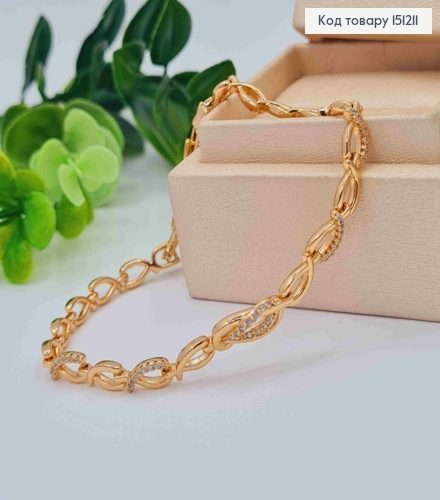 Браслет "Петля часу" з Блискучими камінцями,  довжина 17+2см, Xuping 18K 151211 фото 1