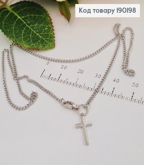 Цепочка родированая 2мм, панцерное плетение, длина 42см, со сменой подвеской(Хрестик), Xuping  190198 фото