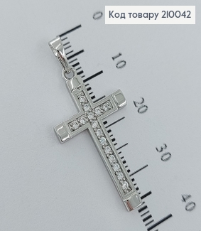 Крестик с камушкамы 3х1,5см   родированый медзолото Xuping  210042 фото