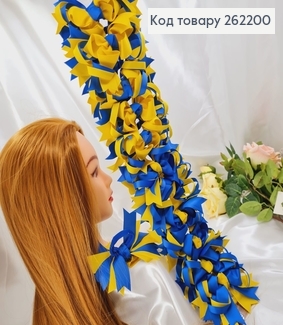 Резинка микрофибра 4,5см, Бант 13*7см желто-синий , 262200 фото