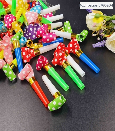 Набор: Карнавальный дудука-"язычок", Разноцветные в горошек, ориентировочно 100шт/уп 576020-1 фото 1