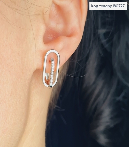 Сережки родированые "Classic" с камнями (англ.застежка), 1,8*1см, Xuping 180727 фото 2