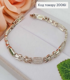 Браслет родованиый "Ажур" с камешками, 17,5+2см Xuping 200161 фото