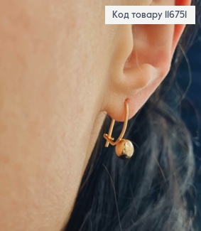 Сережки класичні, з кулькою, 1,5см, франц. заст., Xuping 18K 116751 фото
