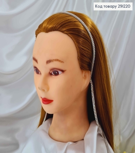 Обруч металл 0,5мм, "Два ряда камней, переходящих в подвески 14см" серебряного цвета 291220 фото 1