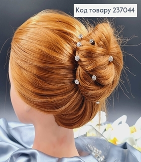 Заколка рогач Прозорий КАМІНЕЦЬ 0,7см (срібного кольору) 237044 фото