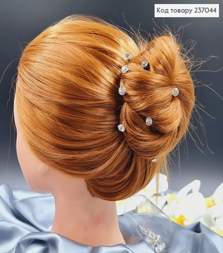 Заколка рогач Прозорий КАМІНЕЦЬ 0,7см (срібного кольору) 237044 фото 1