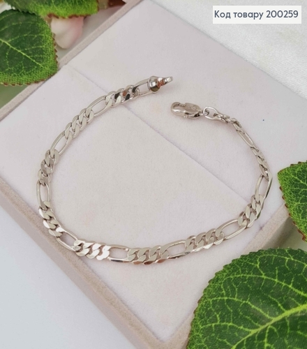 Браслет родований, плетіння Картьє 17,5см,  Xuping 200259 фото 1