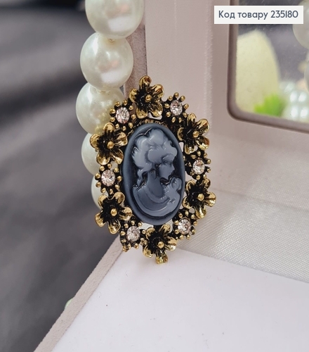 Брошка метал Цветочек золото с камушками 3х2,5см 235180 фото 3