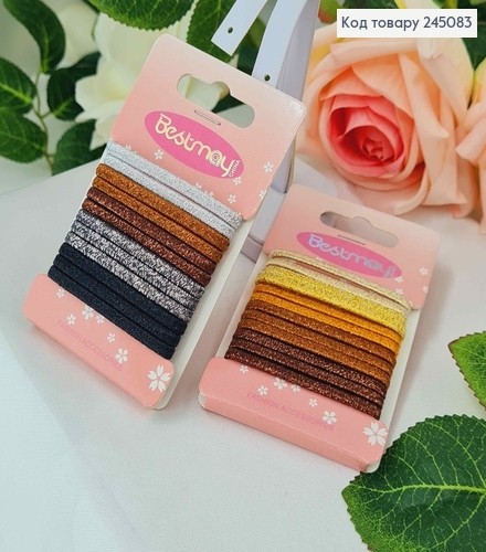 Набор резинок, 12шт. цвета в ассорт., с люрексом 245083 фото 1