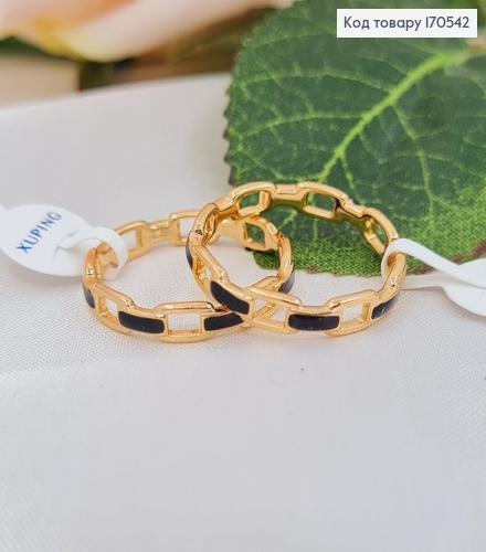 Кольцо Цепочка с черными вставками по всей длине 18K Xuping 170542 фото 1