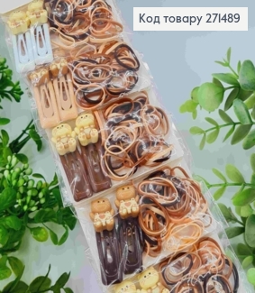 Набір заколок Тік-так (20шт) "КОТИКИ"+ силіконова резинка, Пастельні кольори, заколка 3см 271489 фото