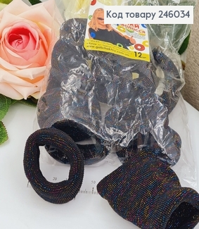 Резинка калуш мікрофібра 5,5см Туга широка чорні з люрексом 12 шт/уп 246034 фото