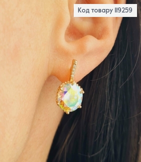 Серьги с изысканным камнем Хамелеон, длина 1,8см, английская застежка, Xuping 18K. 119259 фото