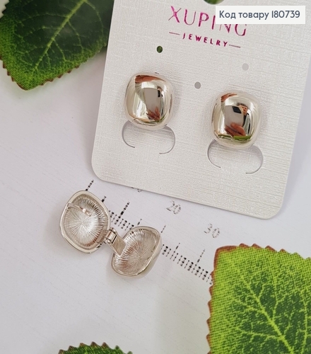 Сережки родированые Квадраты, 1,1см, Xuping 180739 фото 2