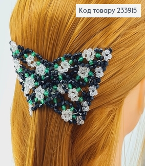 Заколка Монтера для волос черная с фиолетовым цветочком 233915 фото