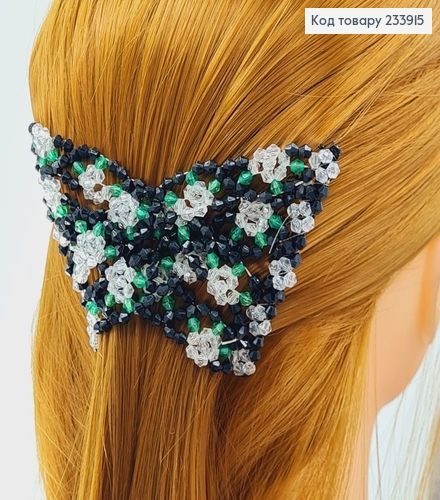 Заколка Монтера для волос черная с фиолетовым цветочком 233915 фото 1