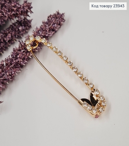 Брошка Шпилька "Звездопад" с камушками 5.5*1.2 см, золотой цвет. 235143 фото 1
