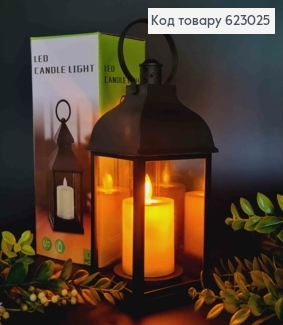 Декоративний LED ліхтарик 23см теплого кольору, пластик,  ЧОРНОГО кольору, (без батарейок) 623025 фото