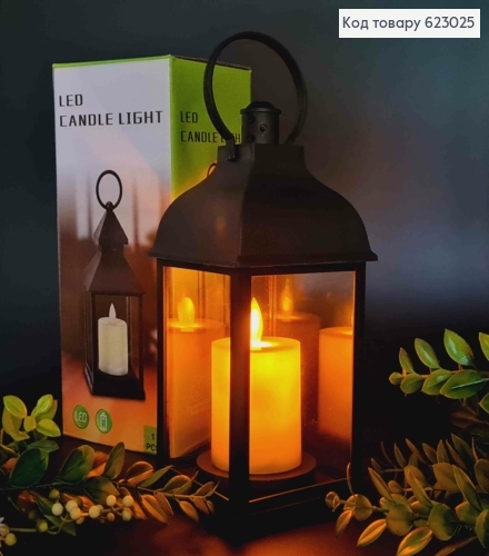 Декоративний LED ліхтарик 23см теплого кольору, пластик,  ЧОРНОГО кольору, (без батарейок) 623025 фото 1