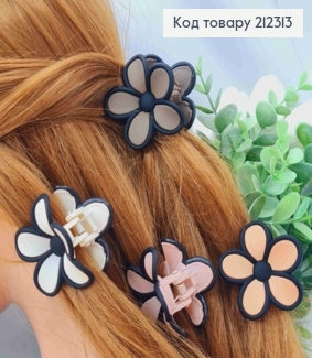 Краб пластик матовий "Квітка", 4,5см, Пастельні кольори в асортименті 212313 фото