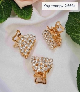 Краб металл "Полукруг", 2,5см в камнях, золотого цвета 215594 фото